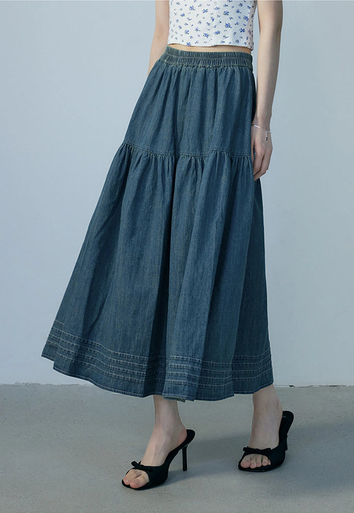 Skirt Midi Denim Wanita