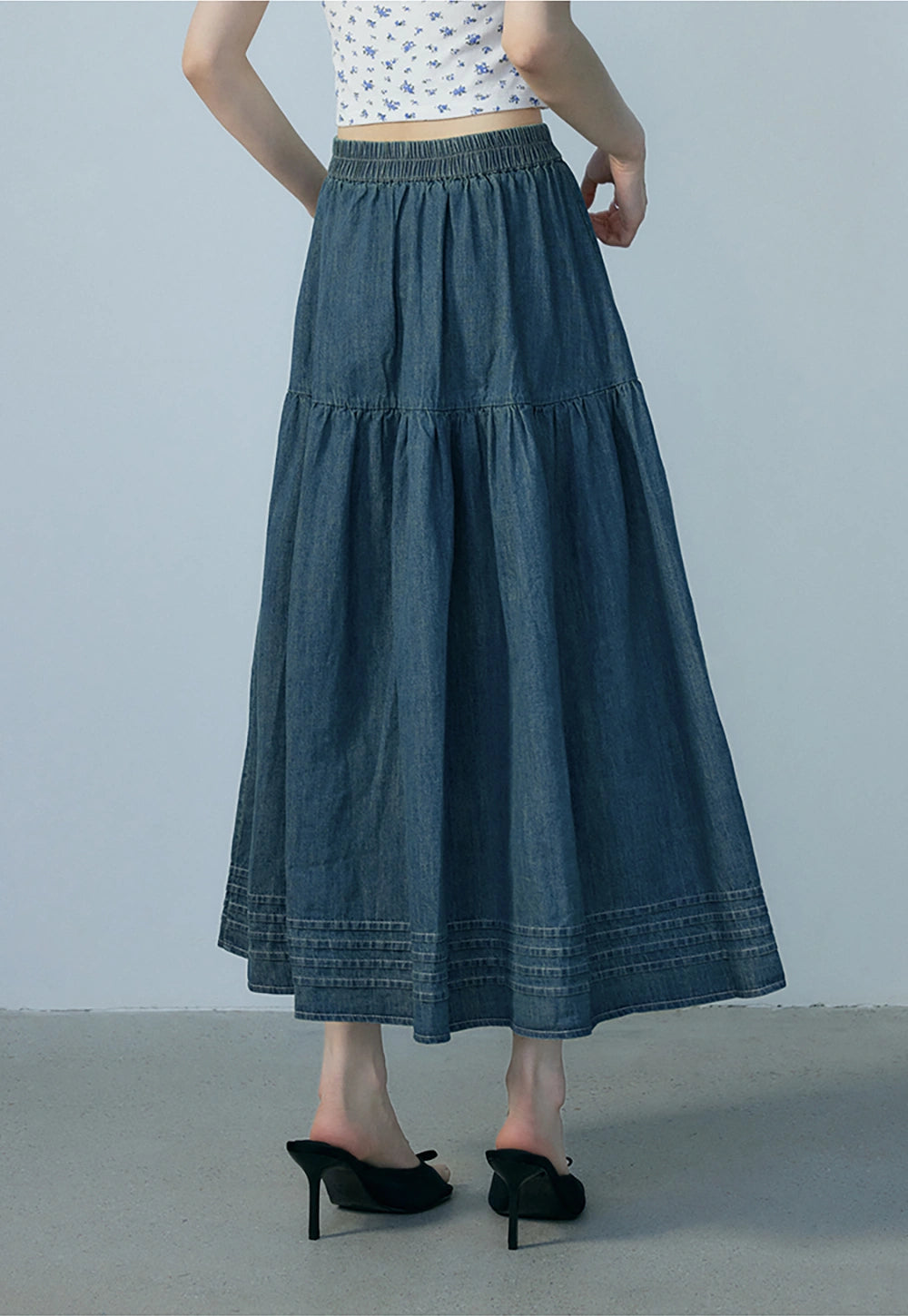 Skirt Midi Denim Wanita