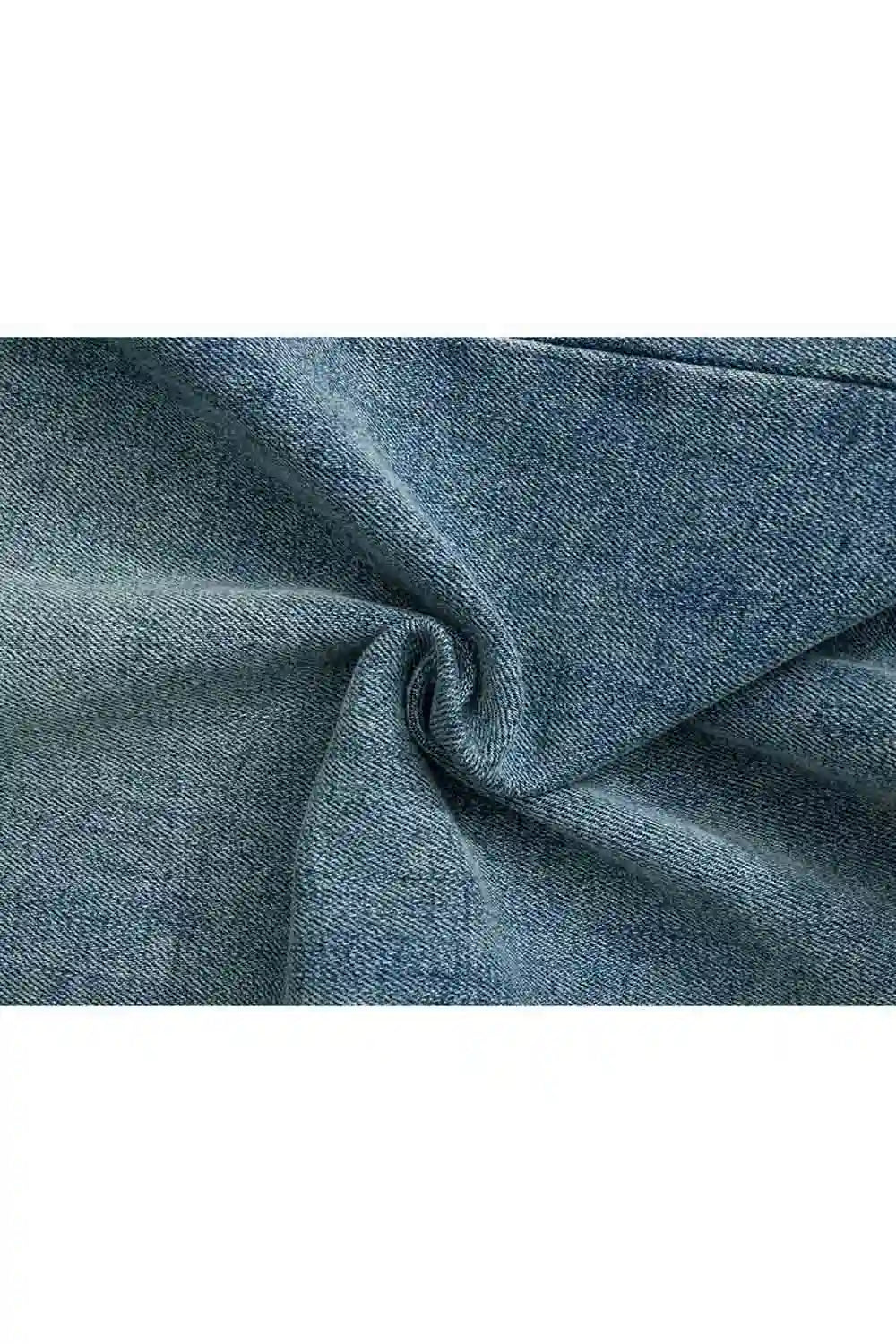 Váy Midi Denim Cạp Cao Thiết Kế Năm Túi Cổ Điển