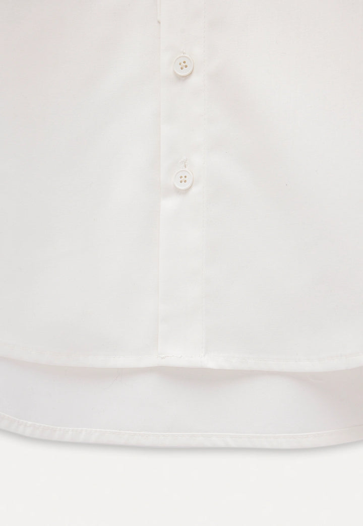 Women's White Long-Sleeve Button-Up Shirt