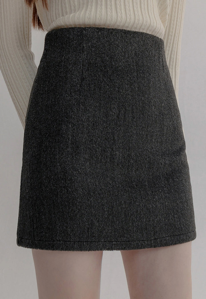 Stylish Woolen Mini Skirt for Women - Soft A-Line Skirt for Winter Elegance