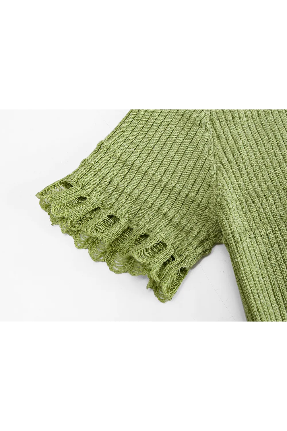 Cardigan Knit Bertekstur Wanita dengan Perincian Pinggiran dan Lengan Pendek