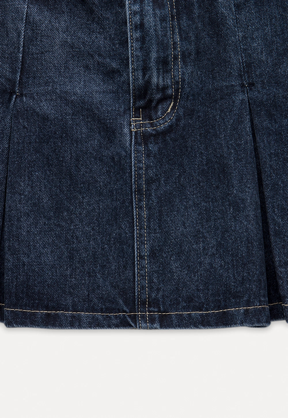 Denim Pleated Skirt with Cargo Pockets