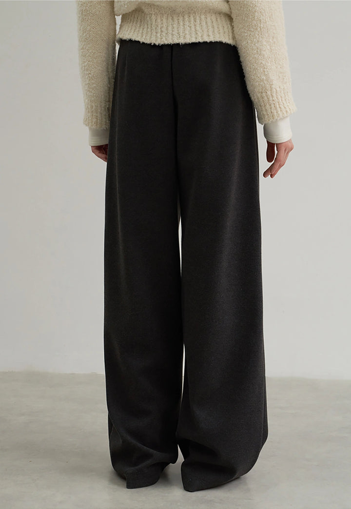 Pleated High-Waist Straight Leg Casual Pants