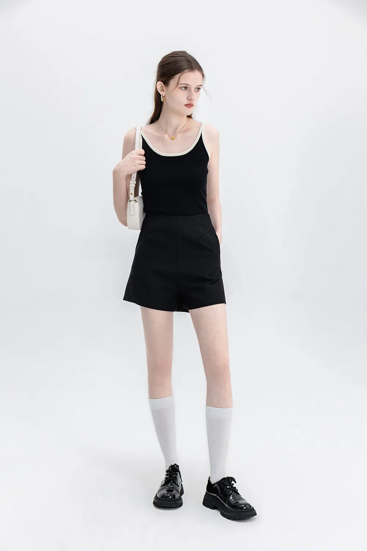 Women's High-Waisted Pleated Shorts - Tailored Design