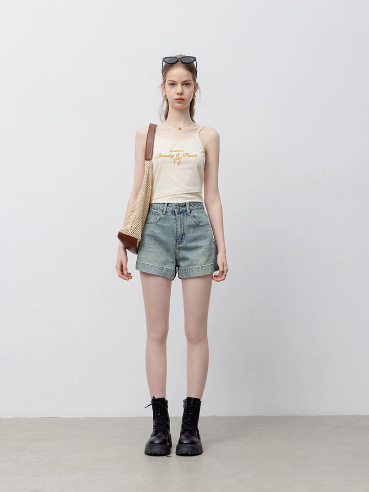 Women's Basic High-Waisted Denim Shorts