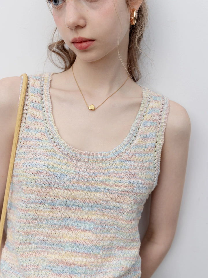 Women's Multicolor Knit Sleeveless Top