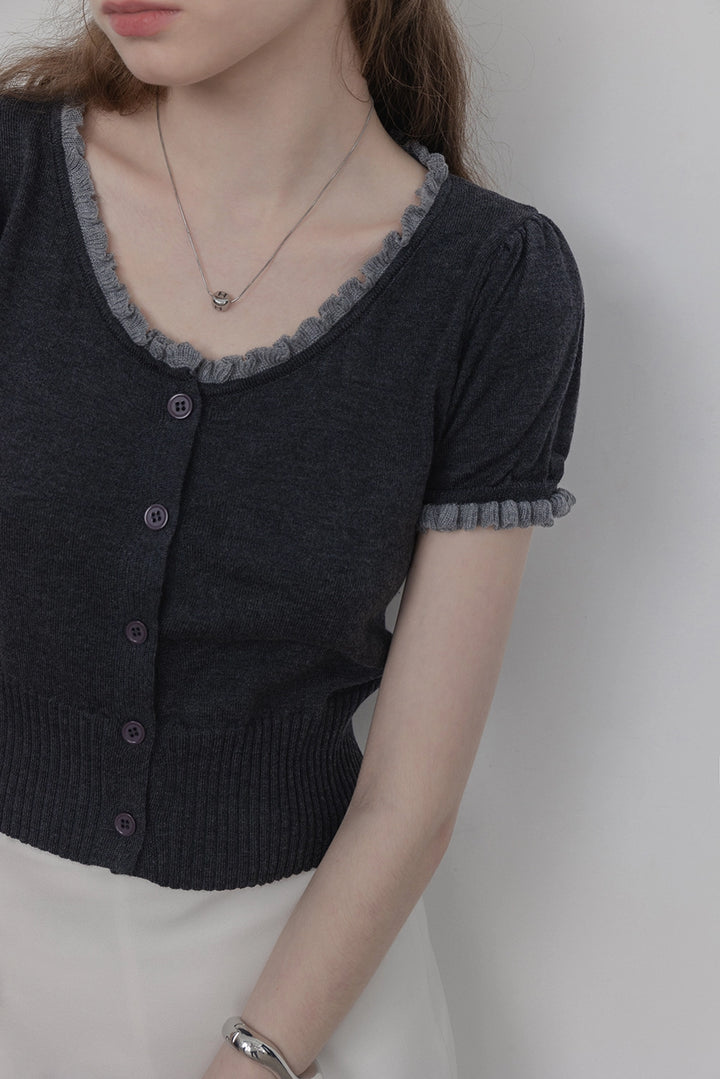 Cardigan en tricot à manches courtes pour femmes, style doux