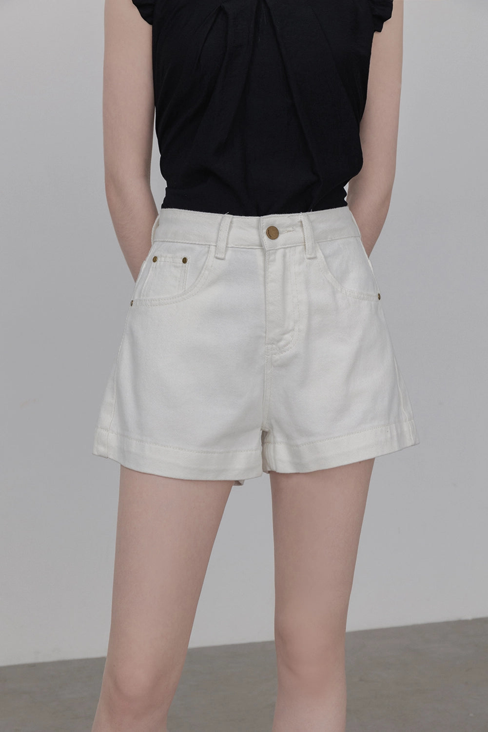 Basic-Jeansshorts mit hohem Bund für Damen