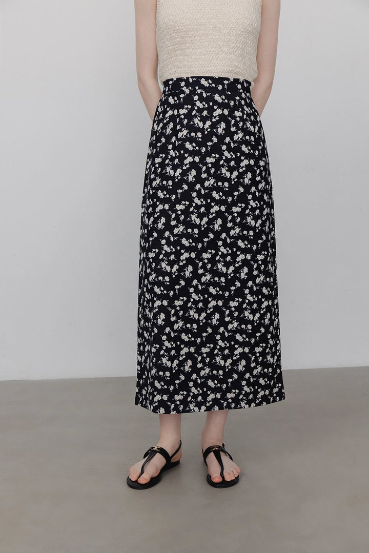 Women's Printed High-Waisted Midi Skirt