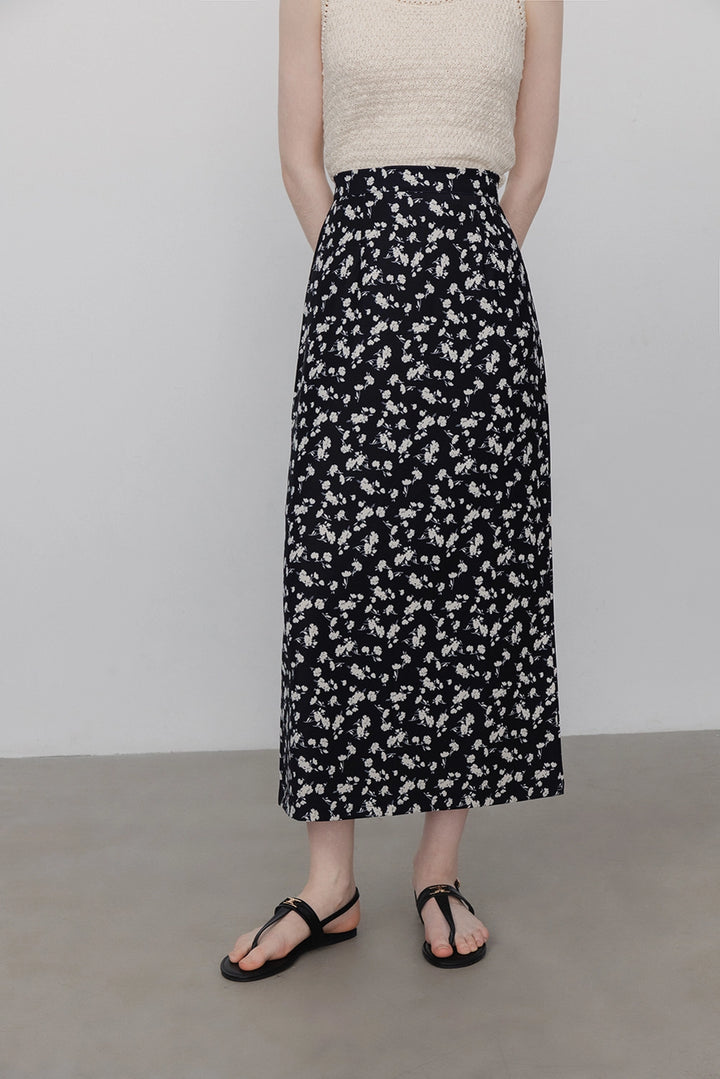 Women's Printed High-Waisted Midi Skirt