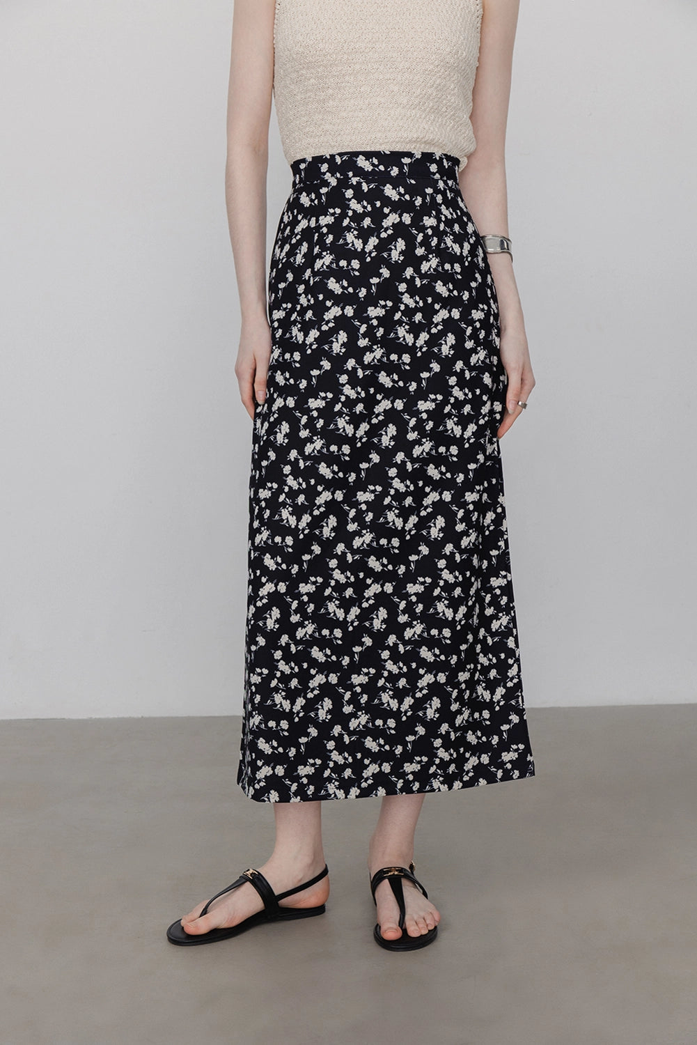 Women's Printed High-Waisted Midi Skirt