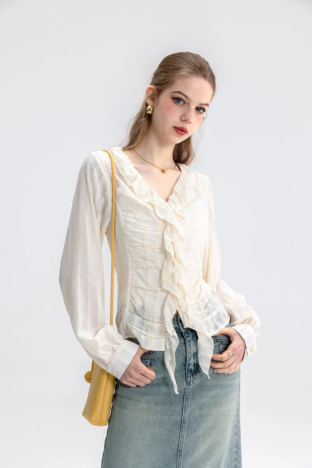 Ruffled Elegance V-Neck Top