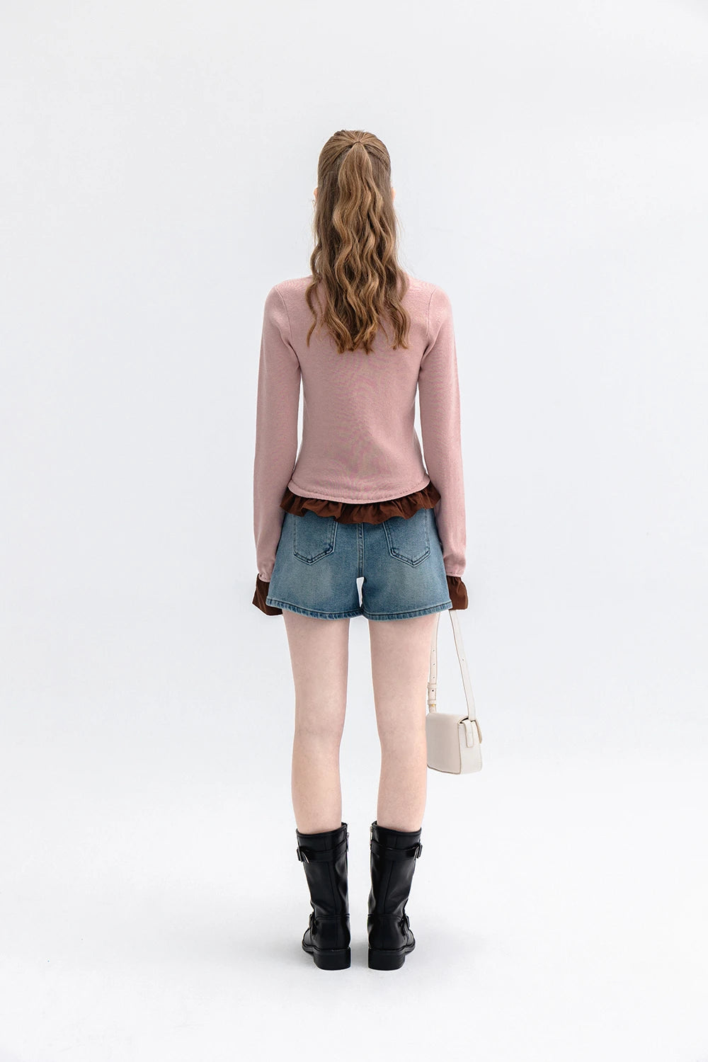 Sweater Knit Selesa dengan Accent Ruffle