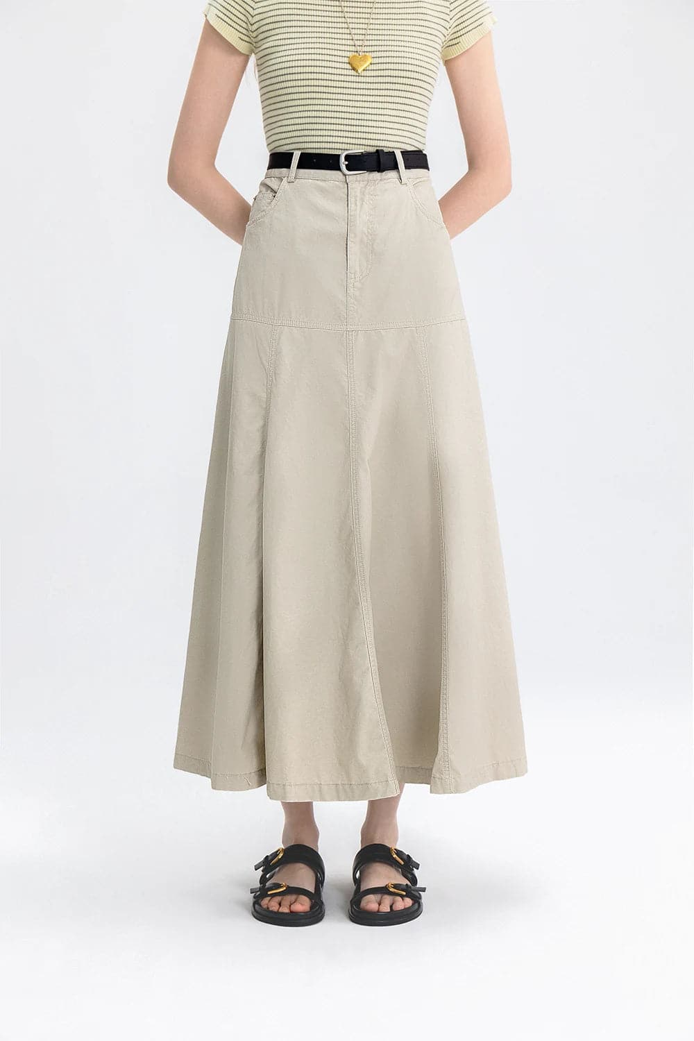 Chic High-Waisted A-Line Skirt with Elegant Flair