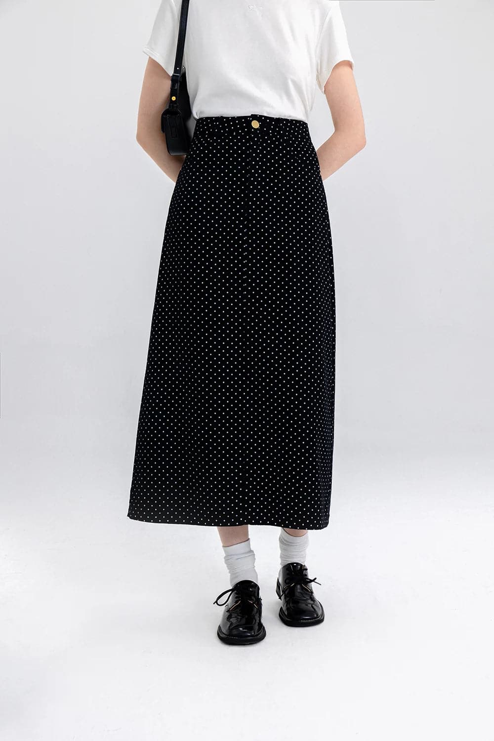 Chic Polka Dot A-Line Midi Skirt