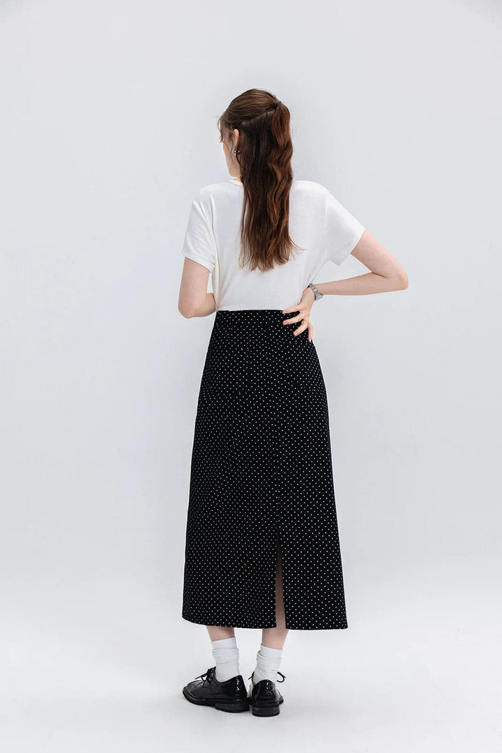 Chic Polka Dot A-Line Midi Skirt