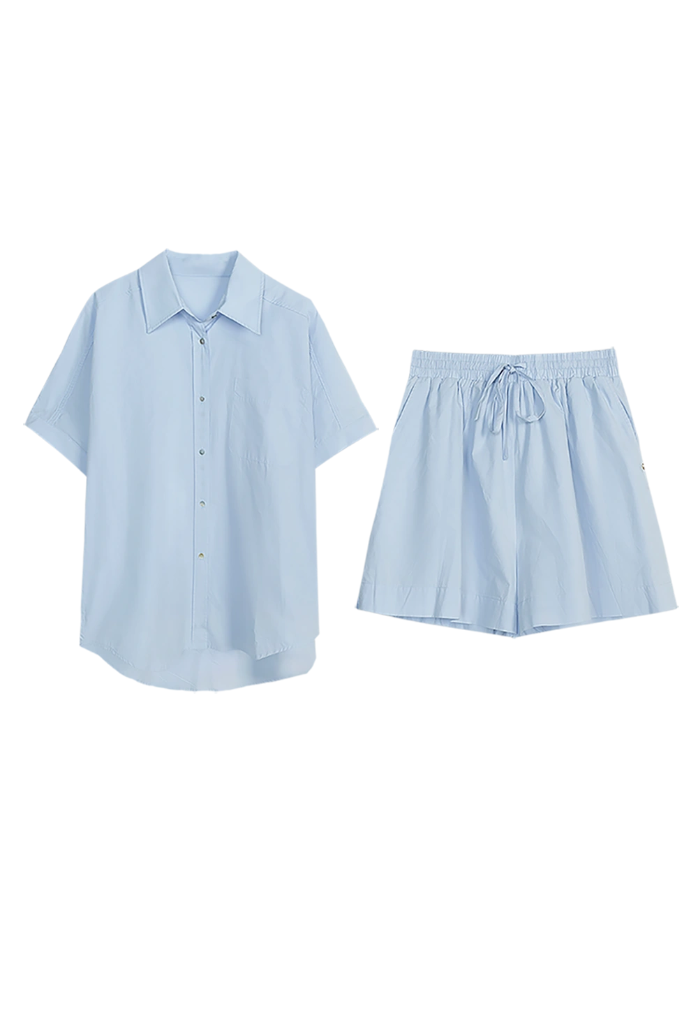 Women's Two-Piece Button-Down Shirt and Shorts Set