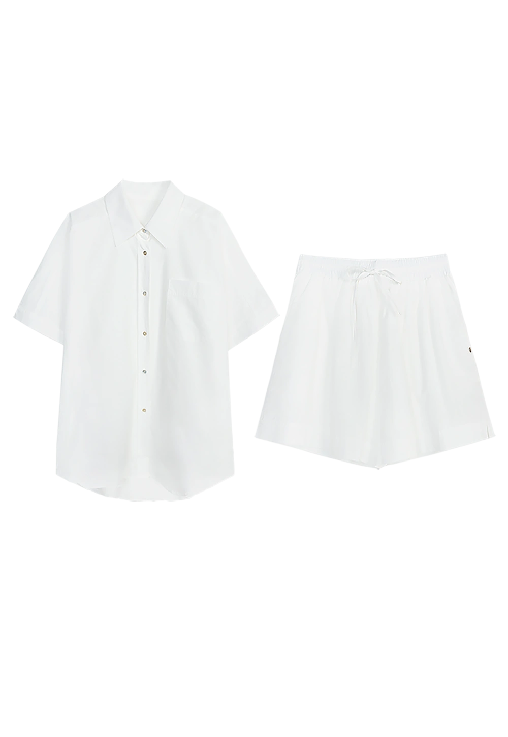 Women's Two-Piece Button-Down Shirt and Shorts Set