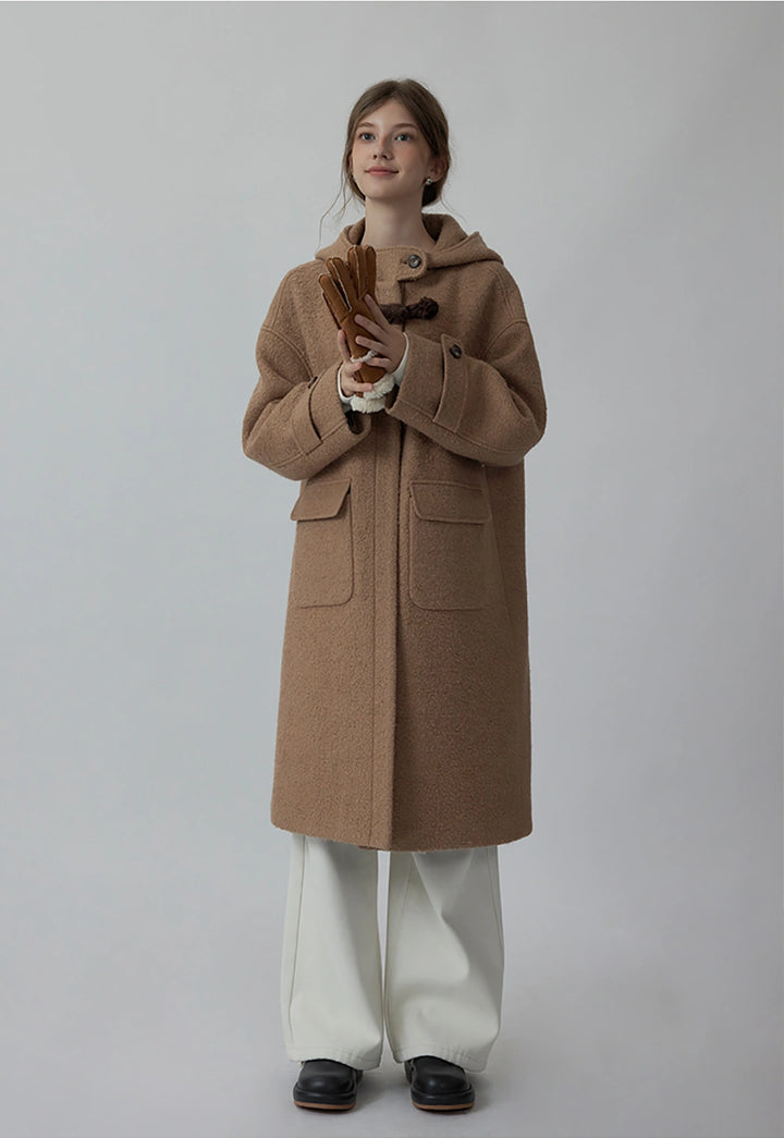 Women Thick Wool-Blend Hooded Coat