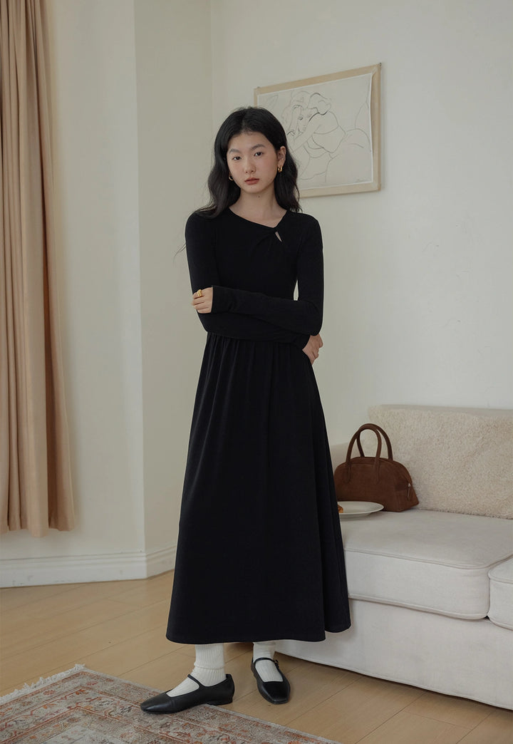 Women's Long-Sleeve Black Dress