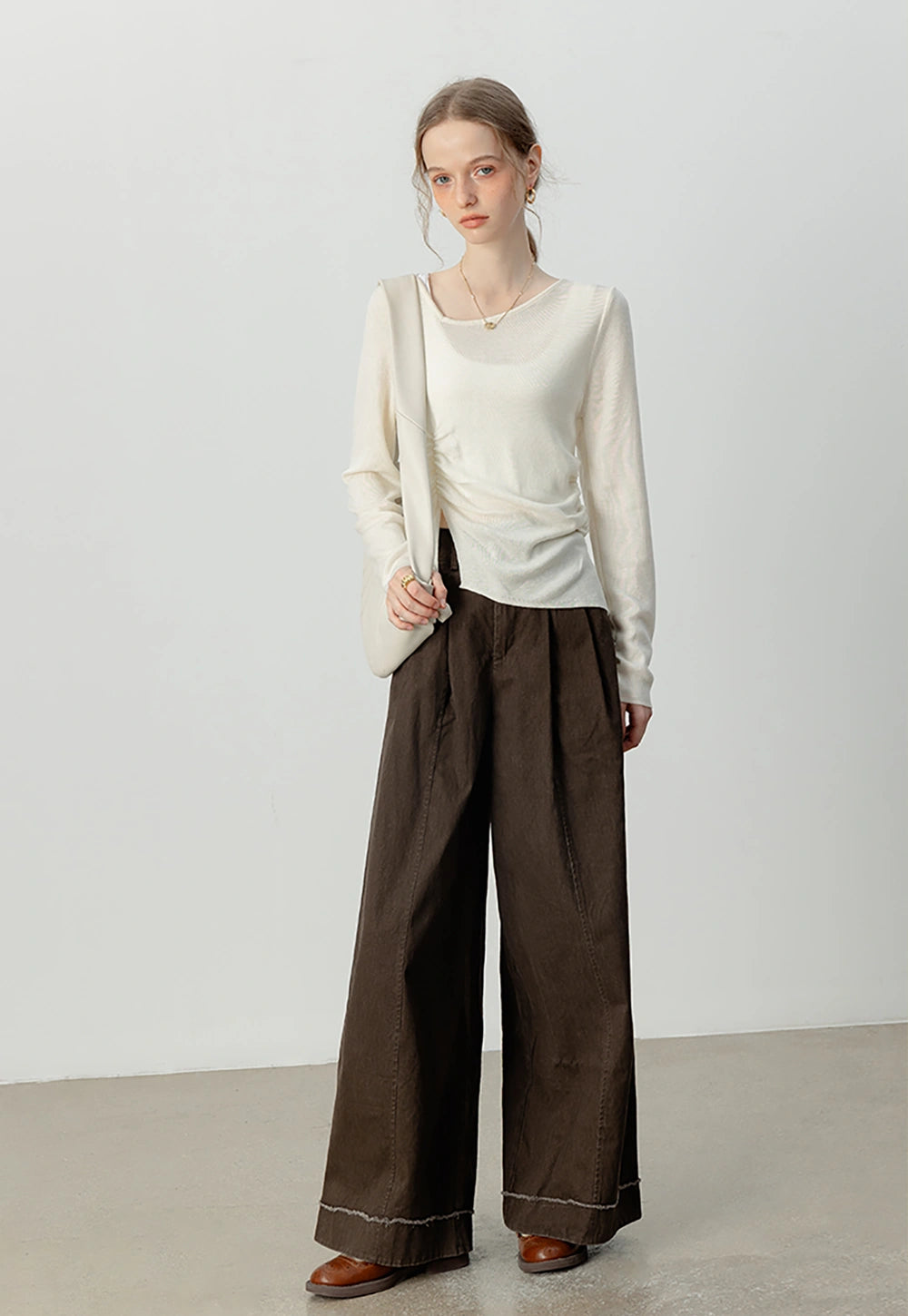 Women's Wide-Leg High-Waist Cropped Pants