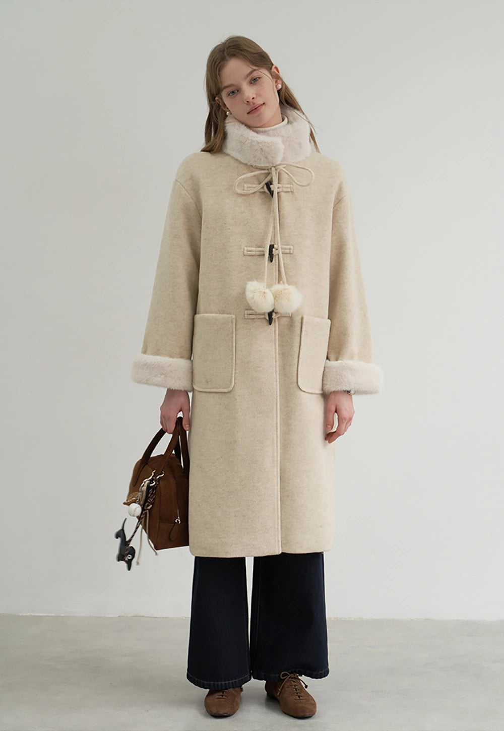 Women's Toggle Wool Coat - Long Winter Overcoat