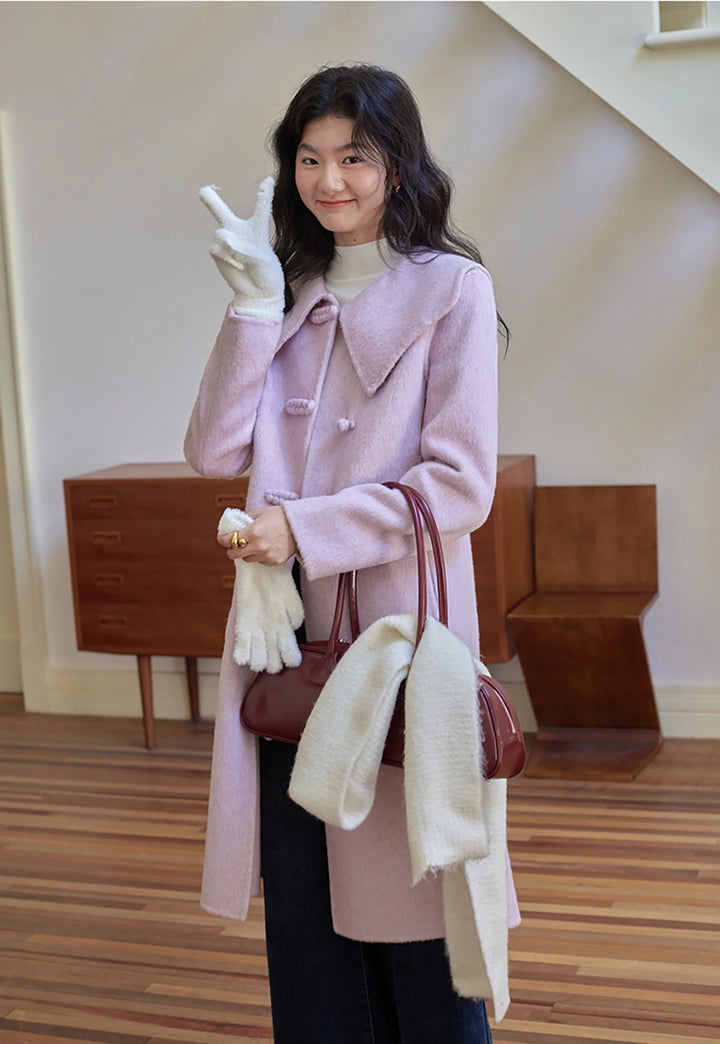 Women's Wool Coat with Oversized Collar