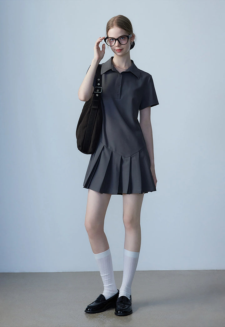 Women's Pleated Polo Dress