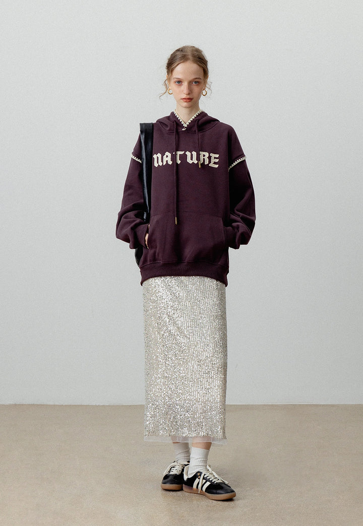 Women's Oversized Graphic Hoodie - 'NATURE' Print