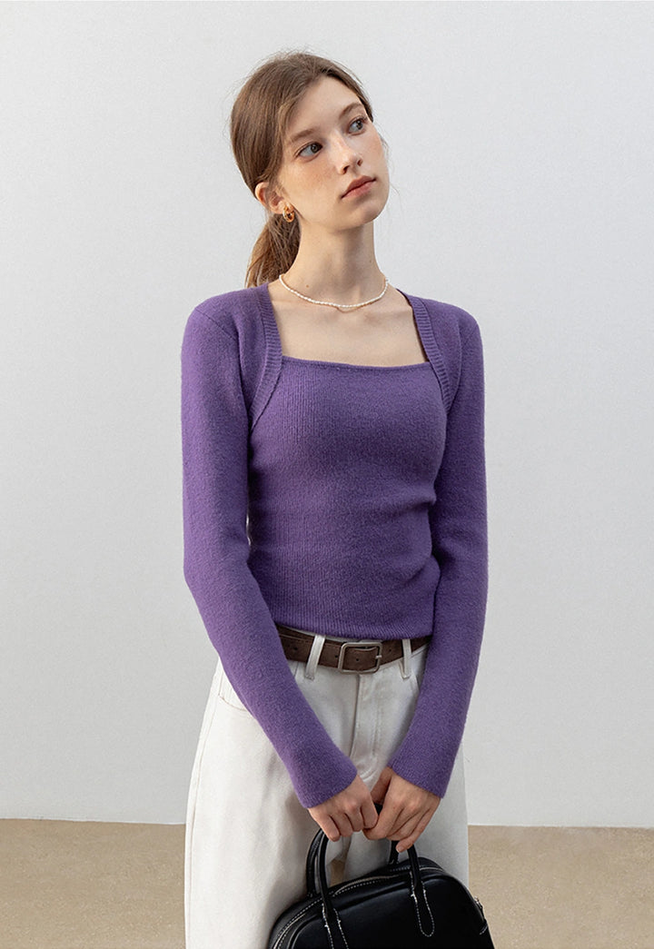 Square Neck Ruched Side Sweater