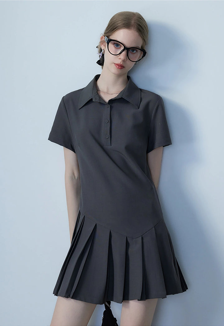 Women's Pleated Polo Dress