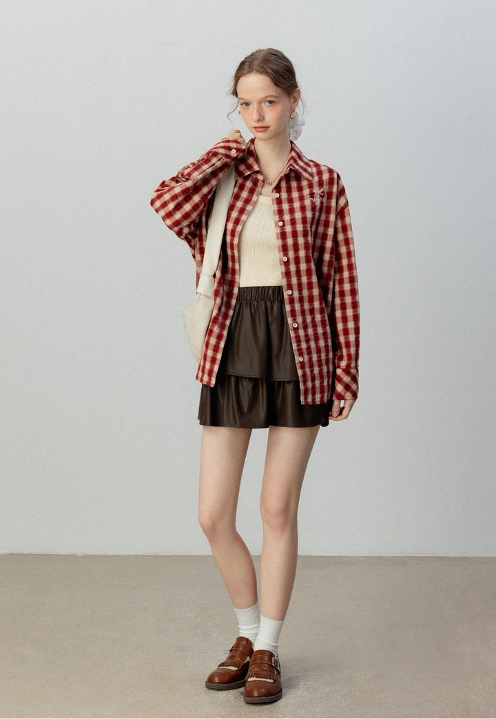 Women's Plaid Button-Up Shirt