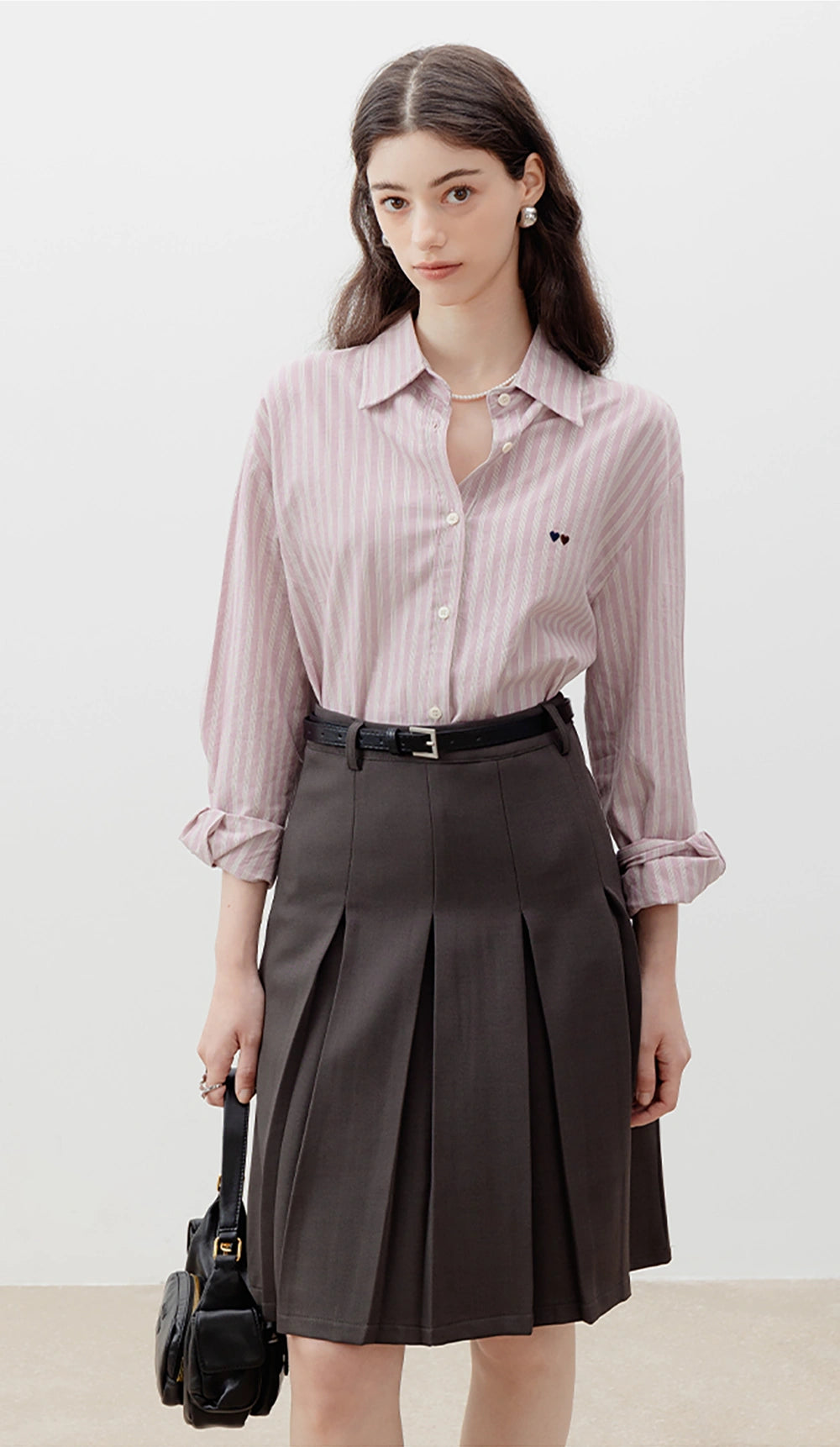 Women's Striped Long-Sleeve Button-Up Shirt