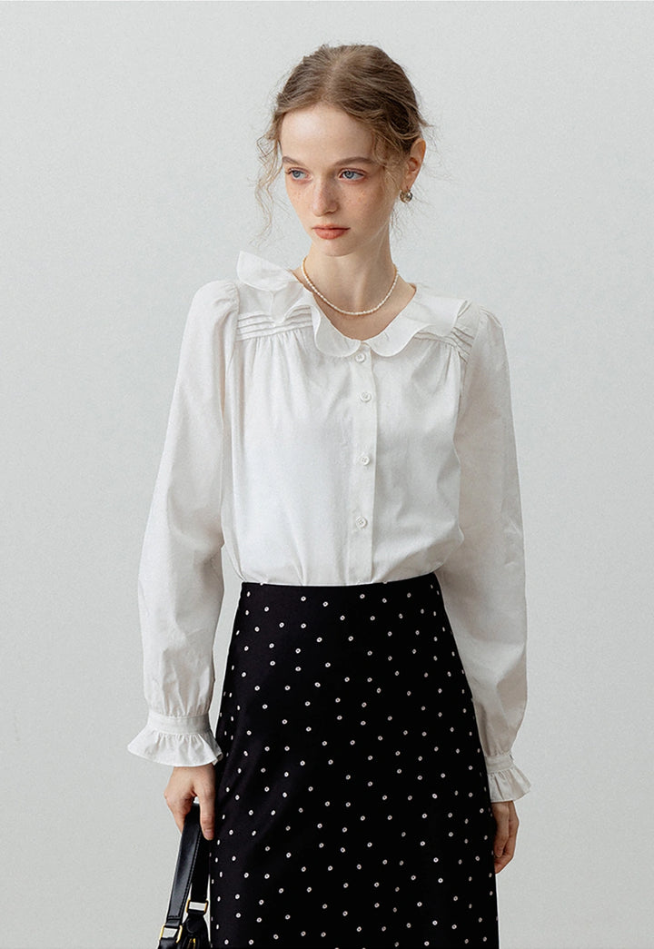 Women's Peter Pan Collar Long-Sleeve Blouse