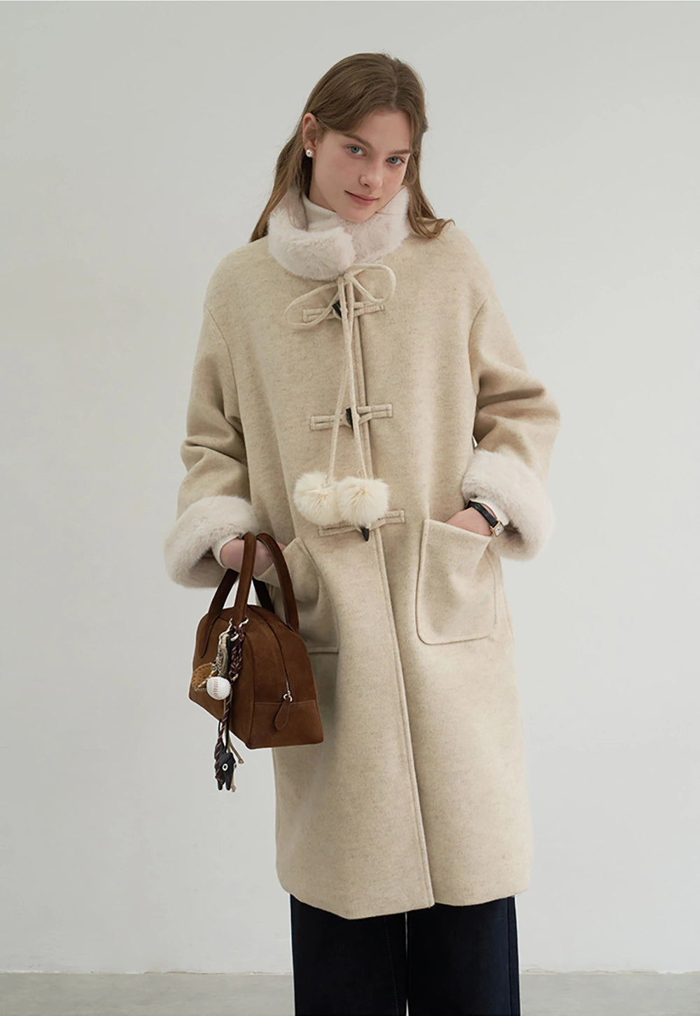 Women's Toggle Wool Coat - Long Winter Overcoat