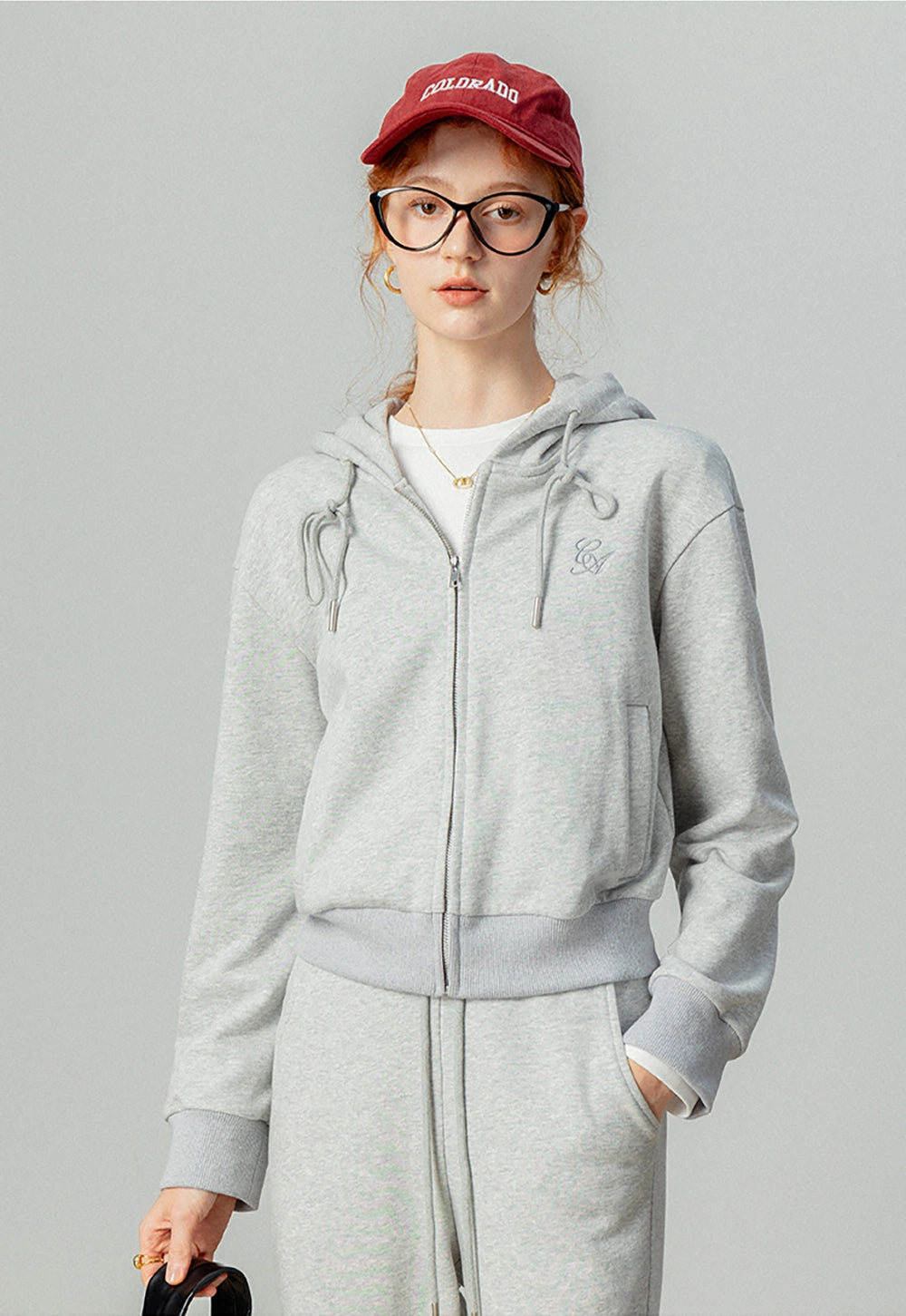 Casual Zip-Up Hoodie and Drawstring Flared Pants Set