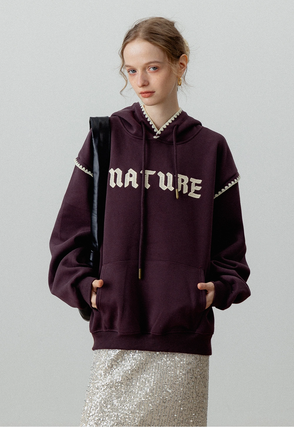 Women's Oversized Graphic Hoodie - 'NATURE' Print