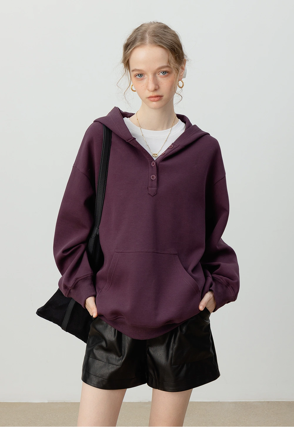 Women's Button-Up Hoodie – Oversized Pullover Sweatshirt