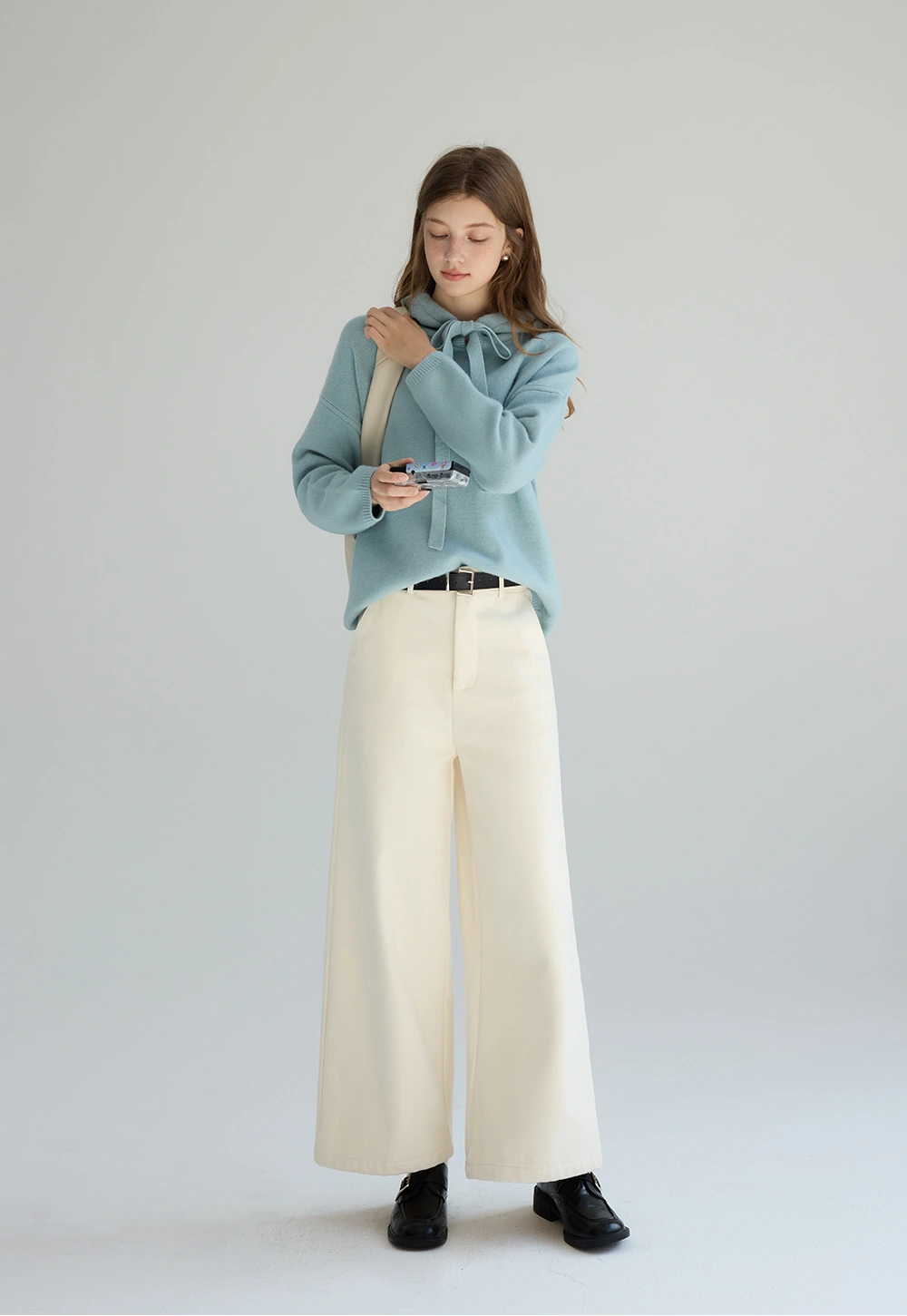 Wide-Leg Cream Trousers