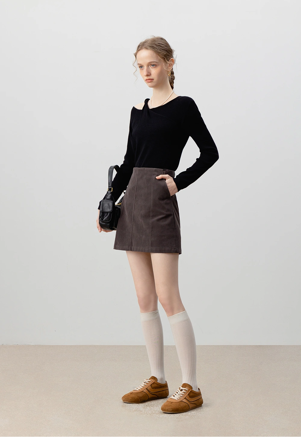 Women's A-Line Faux Suede Mini Skirt