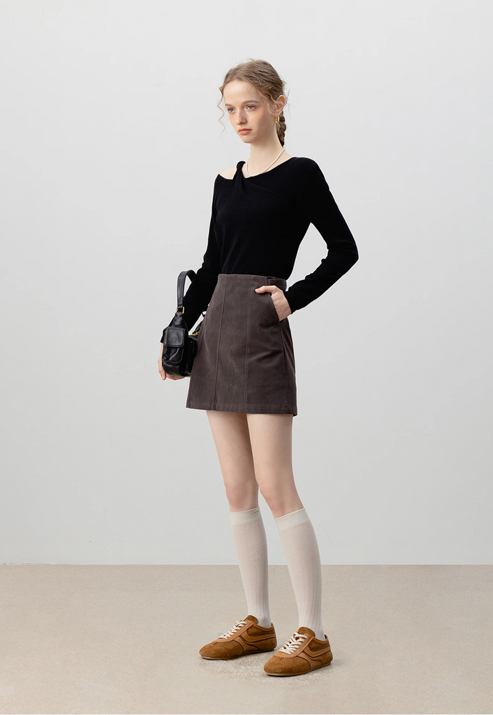 Women's A-Line Faux Suede Mini Skirt