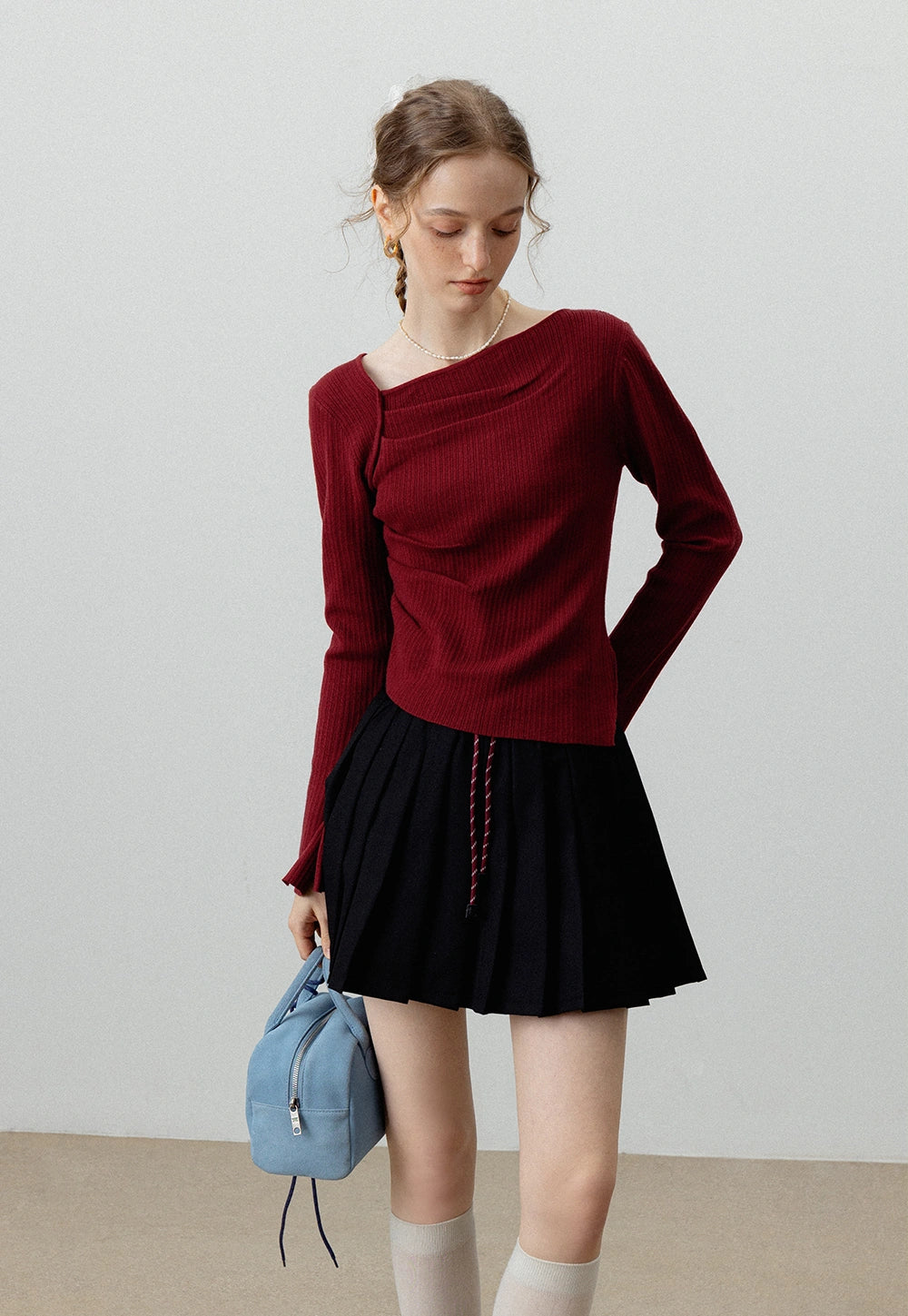 Chic Asymmetrical Long Sleeve Knit Top