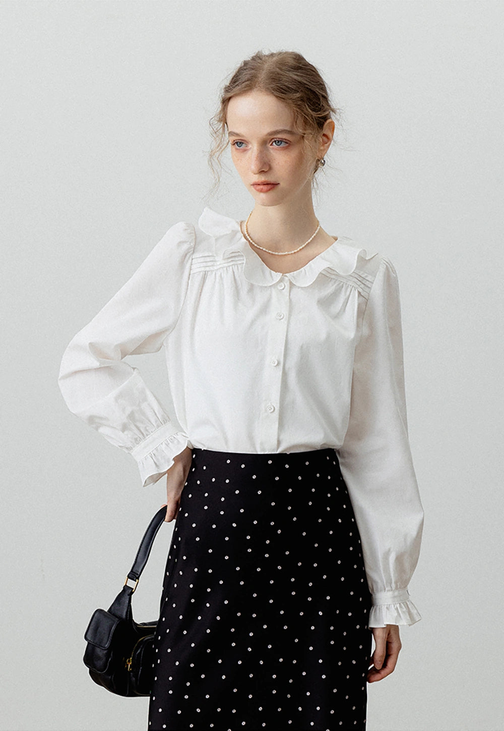 Women's Peter Pan Collar Long-Sleeve Blouse