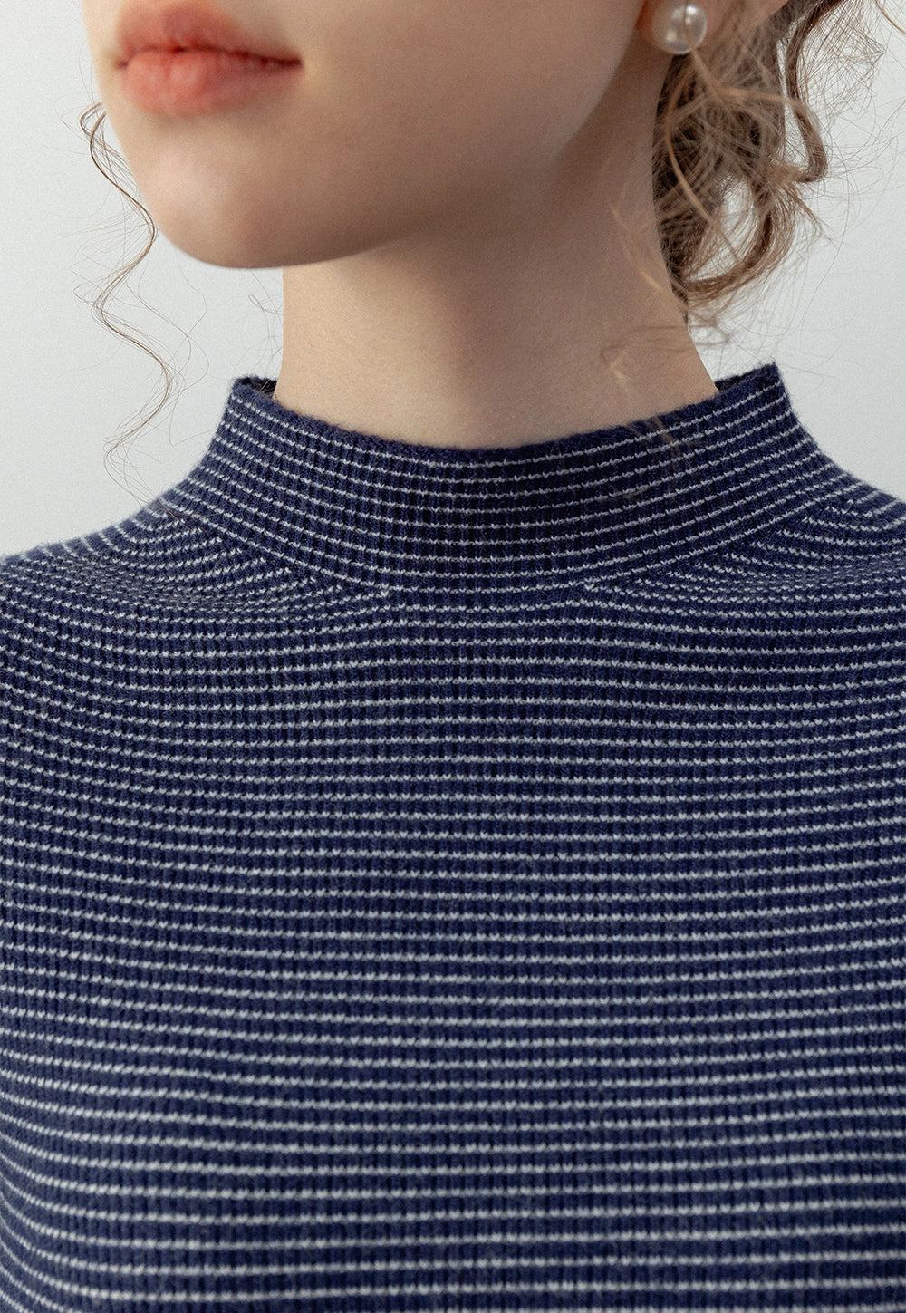 Women's Striped Mock Neck Knit Top