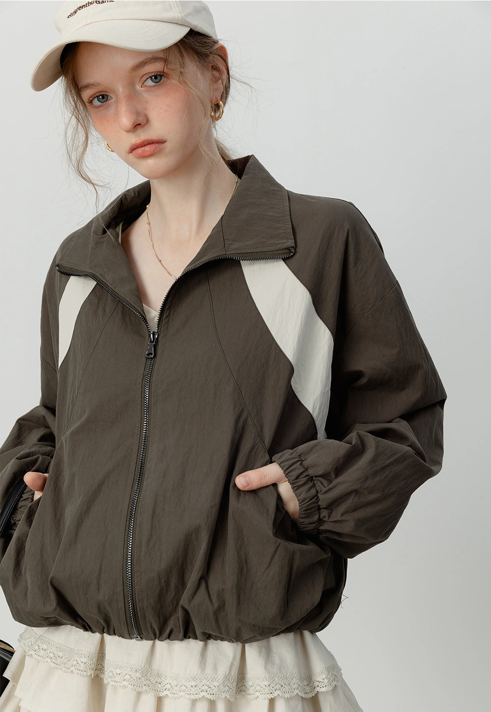 Women's Contrast Panel Windbreaker Jacket