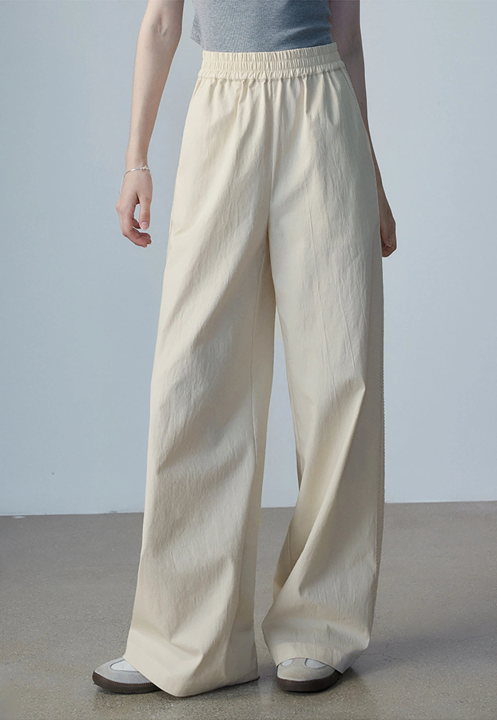 Women's Beige Wide-Leg Pants