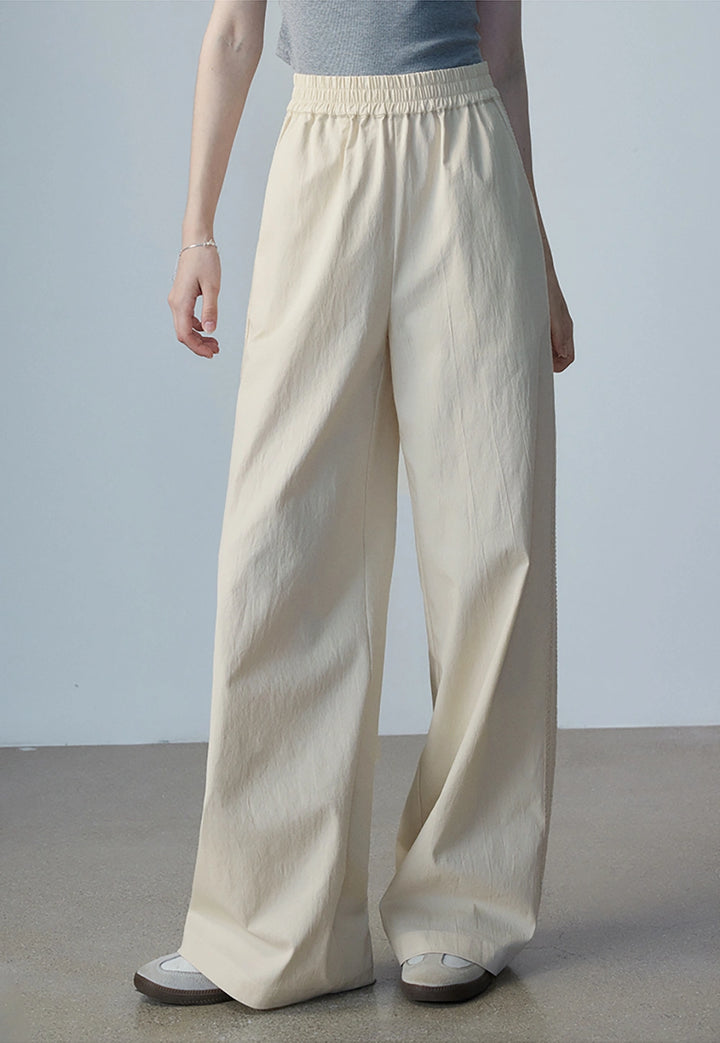 Women's Beige Wide-Leg Pants