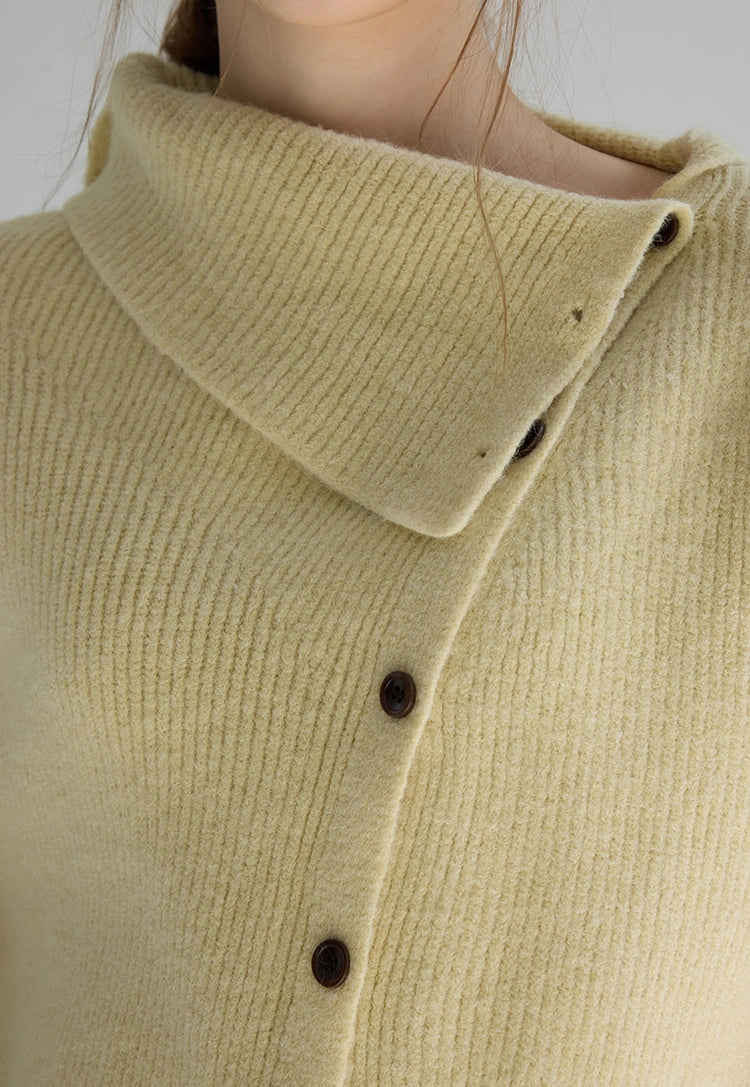 Women's Turtleneck Button Ribbed Sweater