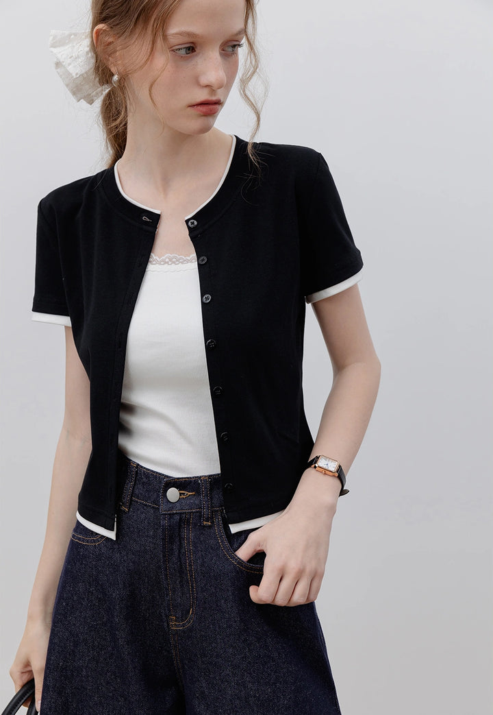 women's Button-Up Short Sleeve Cardigan